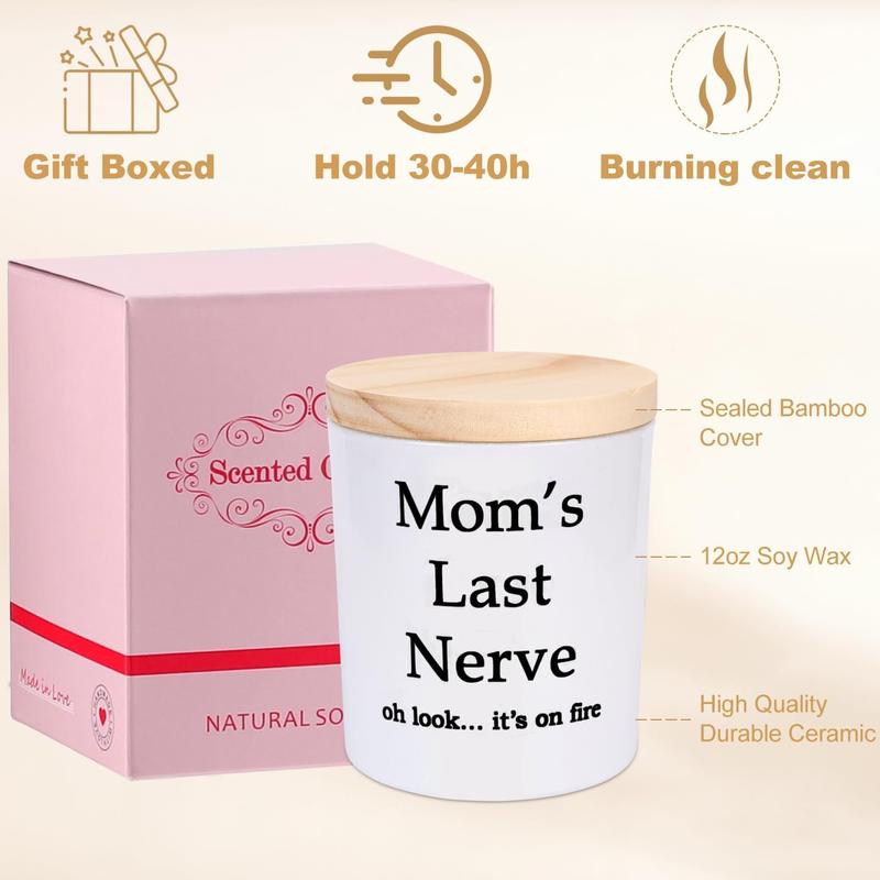 Gifts for Mom from Daughter Son, Mother's Day Gifts, Mom's Last Nerve Candle, Best Mom Gifts, Candles Gifts for Women, Funny Candles for Women, Lavender Candle 12 Oz