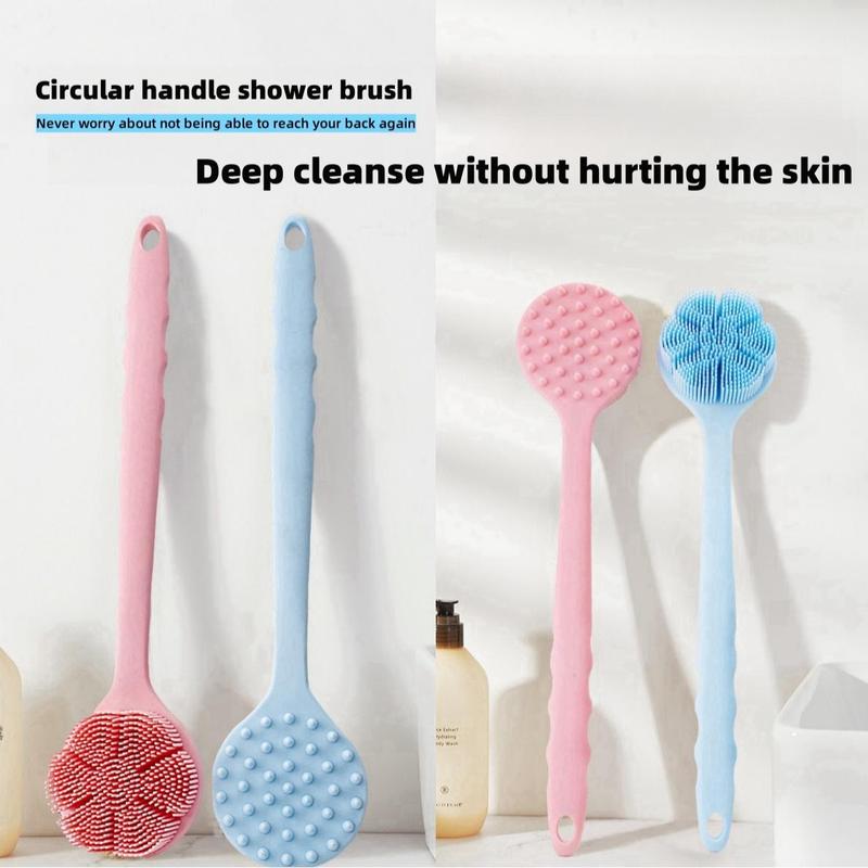 Silicone Bath Brush with Handle, 1 Count Bath Scrubber, Shower Exfoliating Brush, Bathroom Supplies