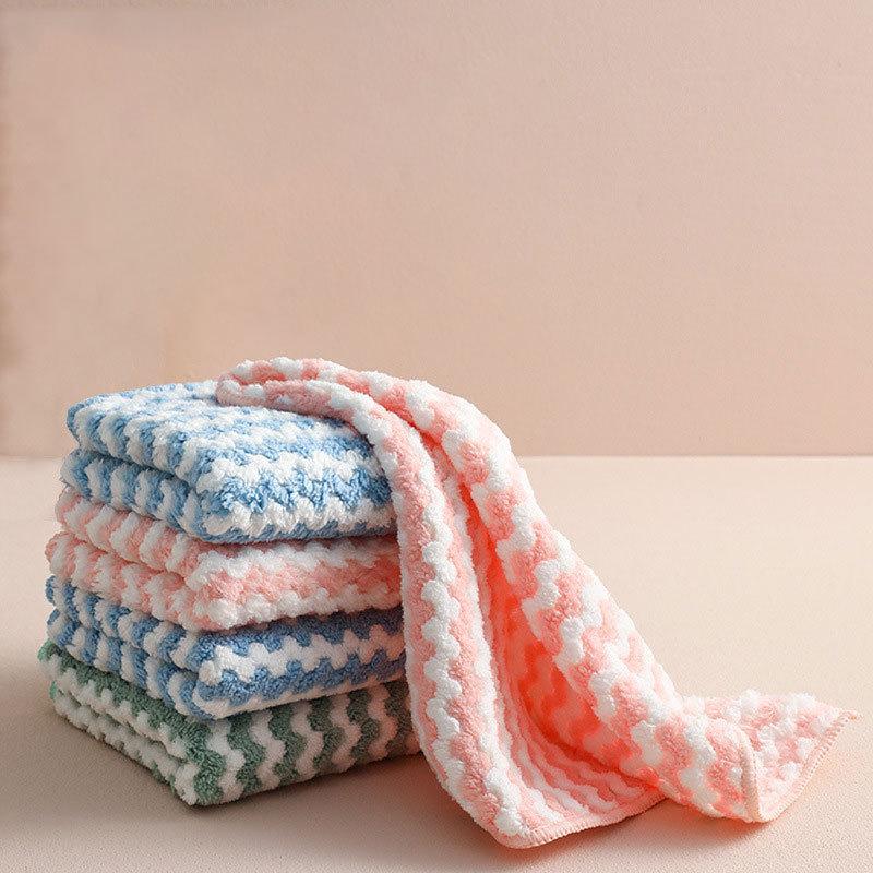 5 10pcs Microfiber Dish Cloths, Thickened Coral Velvet Cationic Double-sided Dish Towels, Soft Absorbent Towels, Strong Stain Removal, Scouring Pads cloth miracle wire durable sink