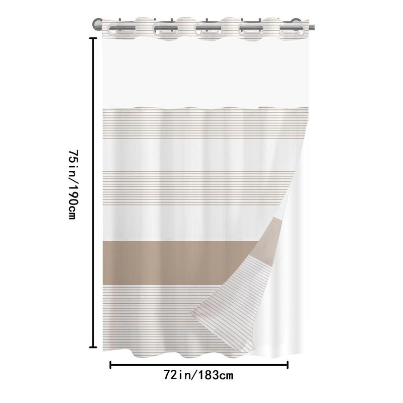 Striped Pattern Shower Curtain, 1 Count Waterproof Shower Curtain with Removable Lining, Bathroom Decor Supplies for Home Hotel Salon