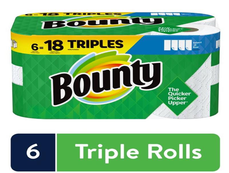 Bounty Select-A-Size Paper Towels, White, 6 Triple Rolls = 18 Regular Rolls, 6 Count