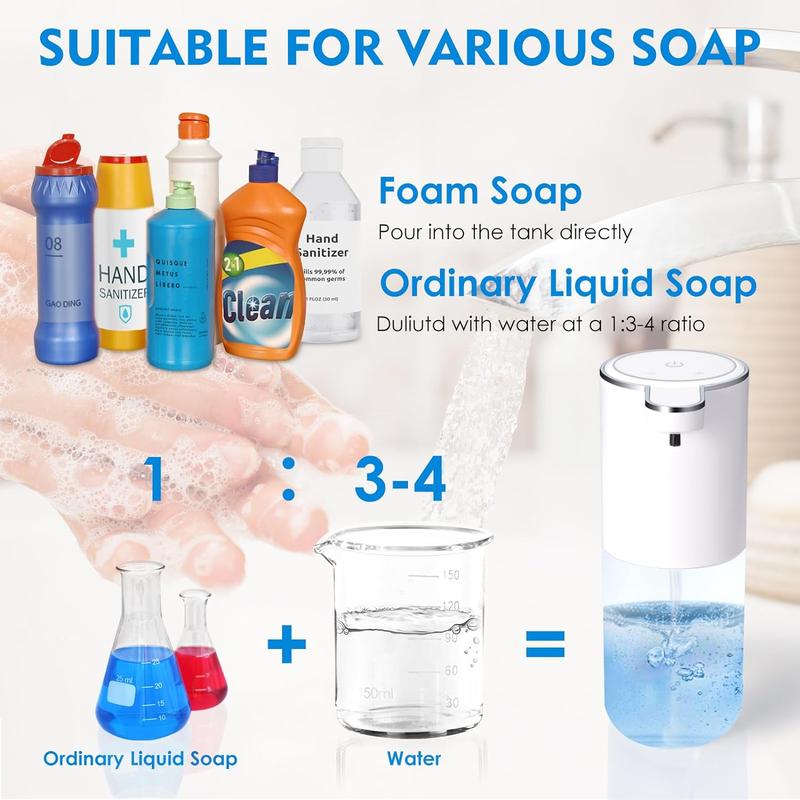 Automatic soap Dispenser touchless Kitchen Dish Automatic Liquid Soap Dispenser 4 Adjustable Soap Dispensing Levels Wall Mount for Bathroom Kitchen School Hotel, Liquid Hand Soap Dispenser Installation Rechargeable Waterproof bathroom washroom