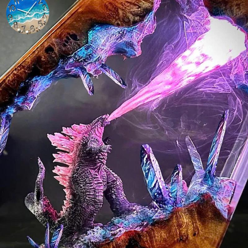 Handmade Resin Epoxy Godzilla Polygon - Unique Bedside Table Decor, Nightstand Accent for Bedroom, Best Gift for Everyone Figurine Ornaments