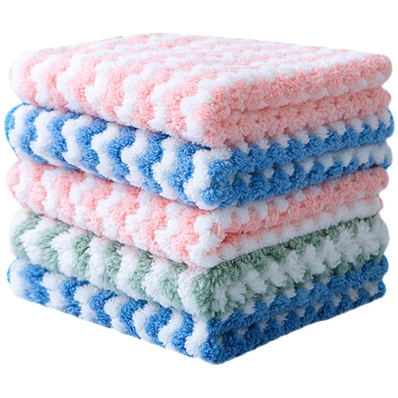 5 10pcs Microfiber Dish Cloths, Thickened Coral Velvet Cationic Double-sided Dish Towels, Soft Absorbent Towels, Strong Stain Removal, Scouring Pads cloth miracle wire durable sink