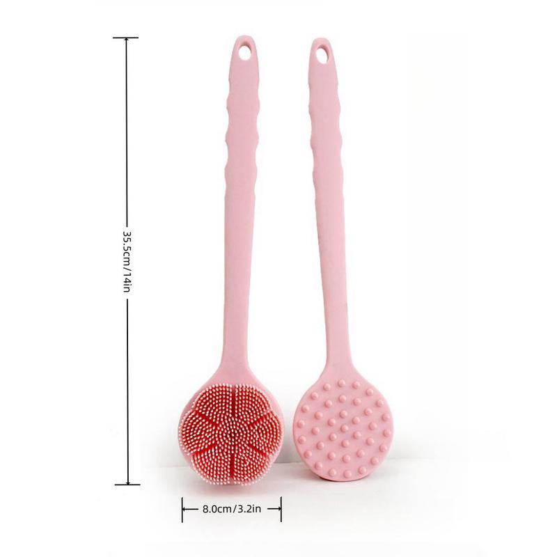 Silicone Bath Brush with Handle, 1 Count Bath Scrubber, Shower Exfoliating Brush, Bathroom Supplies