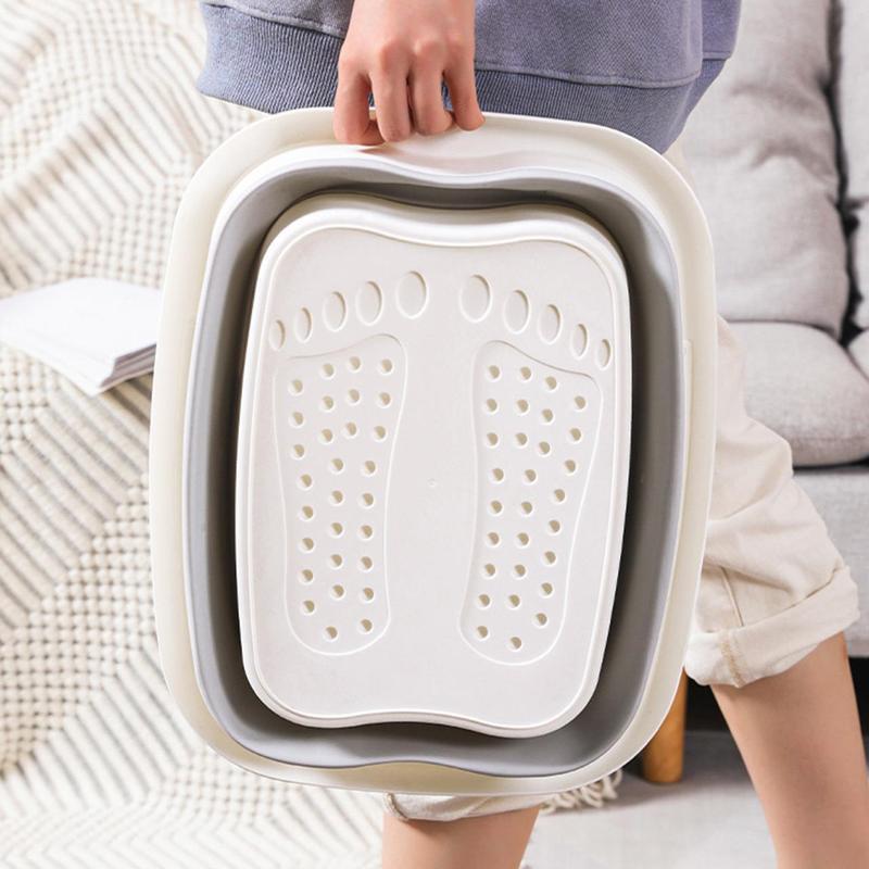 Foldable Foot Bath Tub, 1 Count Portable Foot Spa Basin with Bulge Massage Dot, Foot Soaking Tub for Home, Dormitory, Travel, Camping