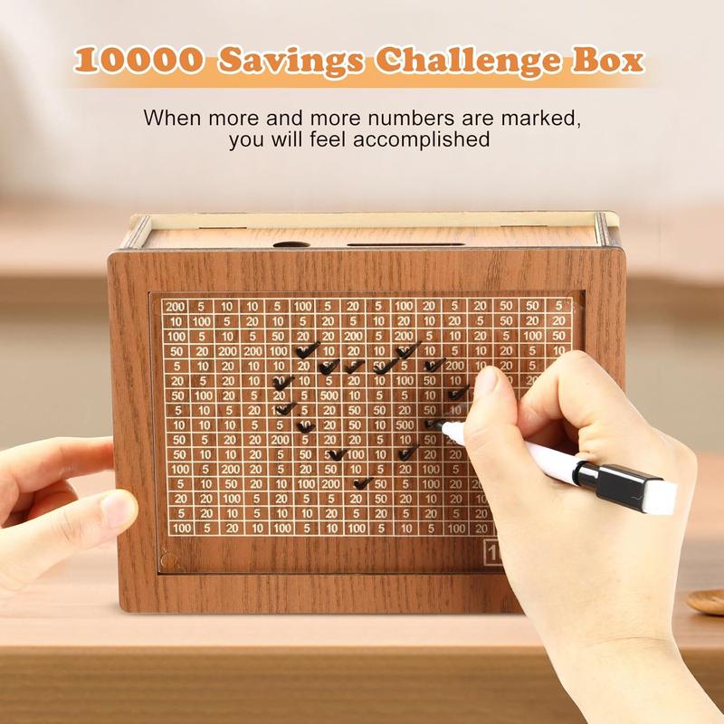 10000 Savings Challenge Box, Cashbox Kakeibo Money Box, Cash Vault Wooden Savings Box 10,000 Dollar, Wooden Coin Digital Piggy Bank, Wooden Money Save Box 10k Smash, Caja De Ahorros 10000, Money Saver