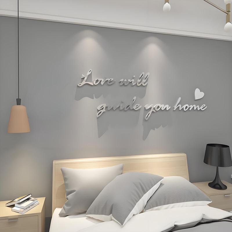 Love Will Guide You Home Letter Pattern Wall Sticker, 1 Count 3D Self Adhesive Wall Decal, Decorative Sticker for Home Living Room Bedroom