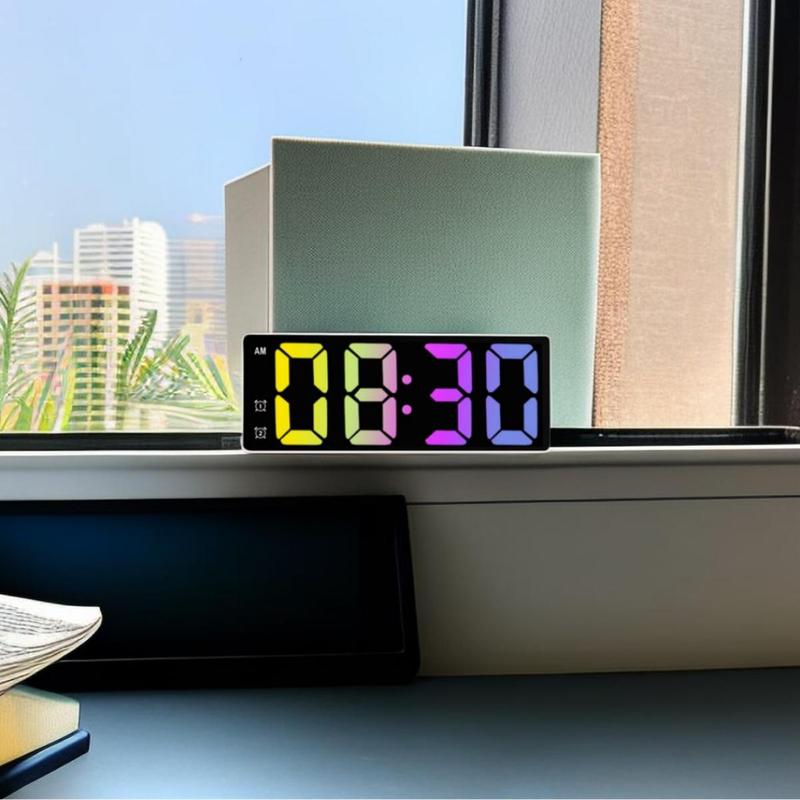 LED Electronic Alarm Clock, Battery Required Digital Clock with Temperature Display, Home Decor Clock for Bedroom Living Room (Battery Not Included)