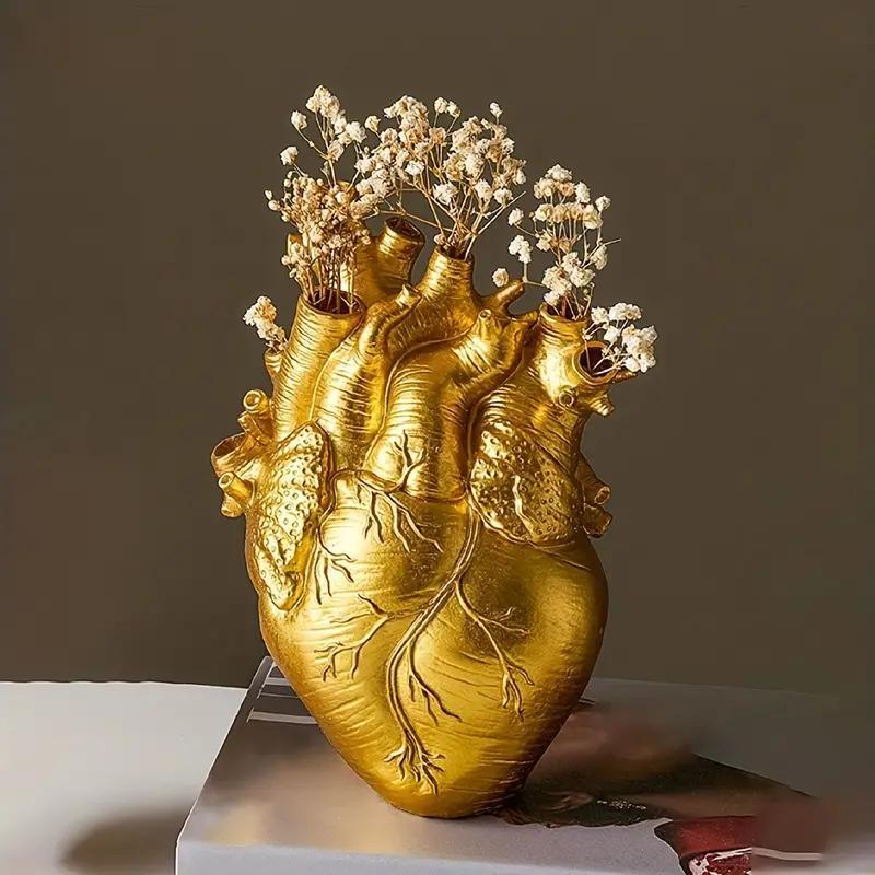 Heart Shaped Vase without Flower, 1 Count Creative Resin Vase, Desktop Art Ornament, Home Decor for Living Room Bedroom Dining Room, Room Decor