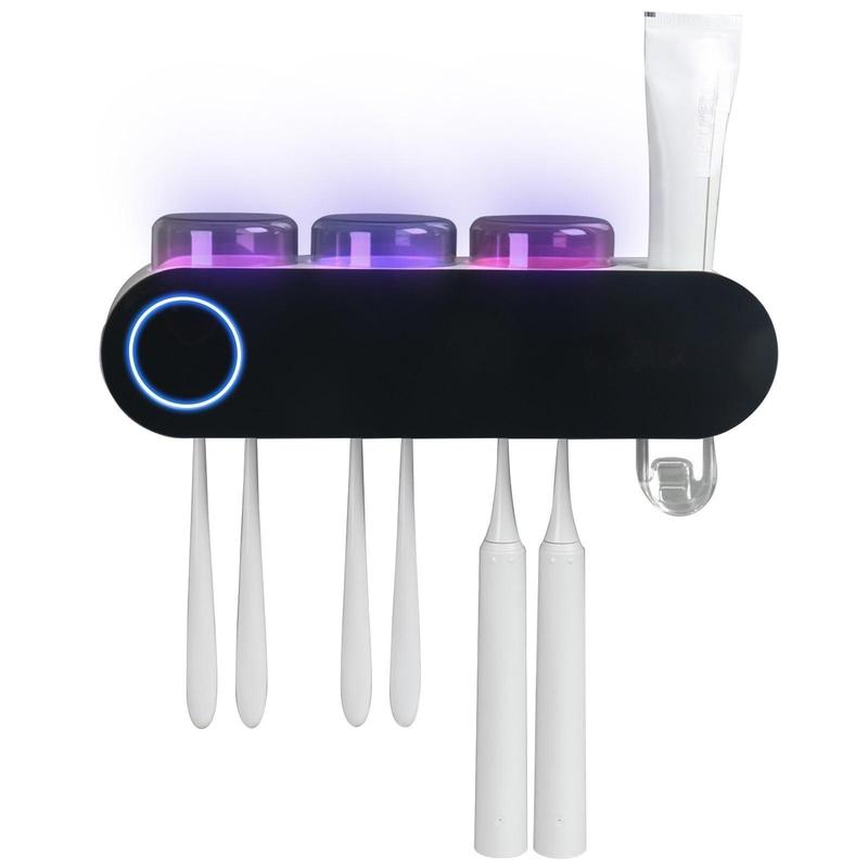 Bathroom toothbrush holder, holder smart home, wall mounted, with toothpaste dispenser Light