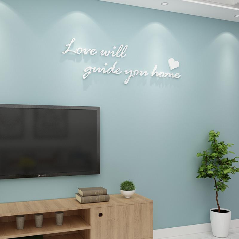 Love Will Guide You Home Letter Pattern Wall Sticker, 1 Count 3D Self Adhesive Wall Decal, Decorative Sticker for Home Living Room Bedroom