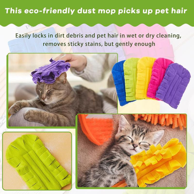 Duster Refill Fleece Refills Hand Dusters Cleaning Reusable Duster Pads Washable Dusters for Cleaning Ceiling Fan Hardwoods Window Kitchen Floor, Rainbow Colors