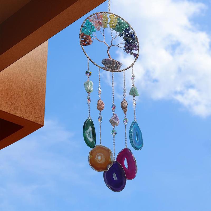 Colorful Tree Of Life Design Dream Catcher, 1 Count Hanging Decoration, Sun Catcher, Home Garden Window Decoration Dream Catcher, Holiday Gift