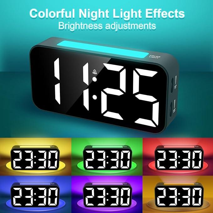 Loud Alarm Clocks for Bedrooms Heavy Sleepers, Digital Clock with Night Light, Large Display, Dual Alarm,