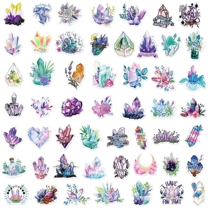 Cartoon Bohemia Crystal Series Stickers for Kids Room, 50pcs set Mini Graffiti Flat Sticker Toys for Kids, DIY Creative Sticker Toy, Toddler Toys