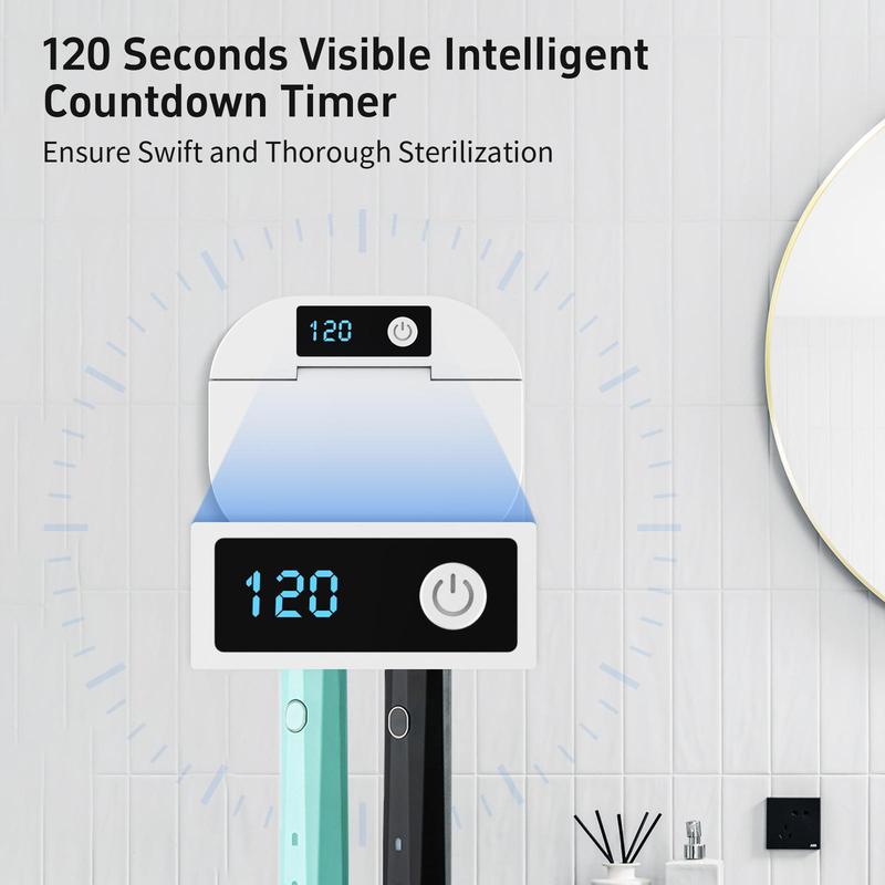 Portable UV Toothbrush Sanitizer, 1 Box 120 Seconds Countdown Timer Toothbrush Sterilizer, Suitable for Manual and Electric Toothbrushes