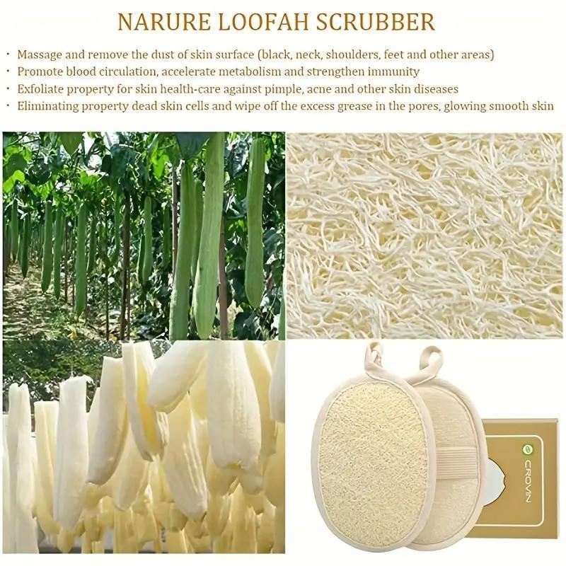 Natural Exfoliating Body Scrub Sponge, Dead Skin Remover Body Massager Cleaning Shower Brush, Body Cleaning Tool for Bathroom, Girl Room Accessories