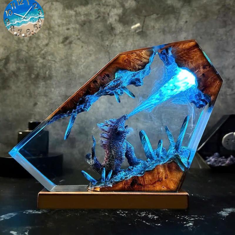 Handmade Resin Epoxy Godzilla Polygon - Unique Bedside Table Decor, Nightstand Accent for Bedroom, Best Gift for Everyone Figurine Ornaments