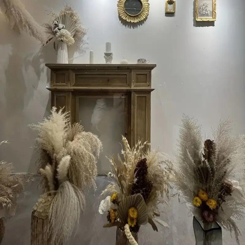 50pcs Dried Pampas Grass Decor, Fluffy Pampas Grass Bouquet, Pampas Grass Plants Live For Flower Arrangements Wedding Boho Coffee Table Home Decor, Fall Farmhouse Room Decor