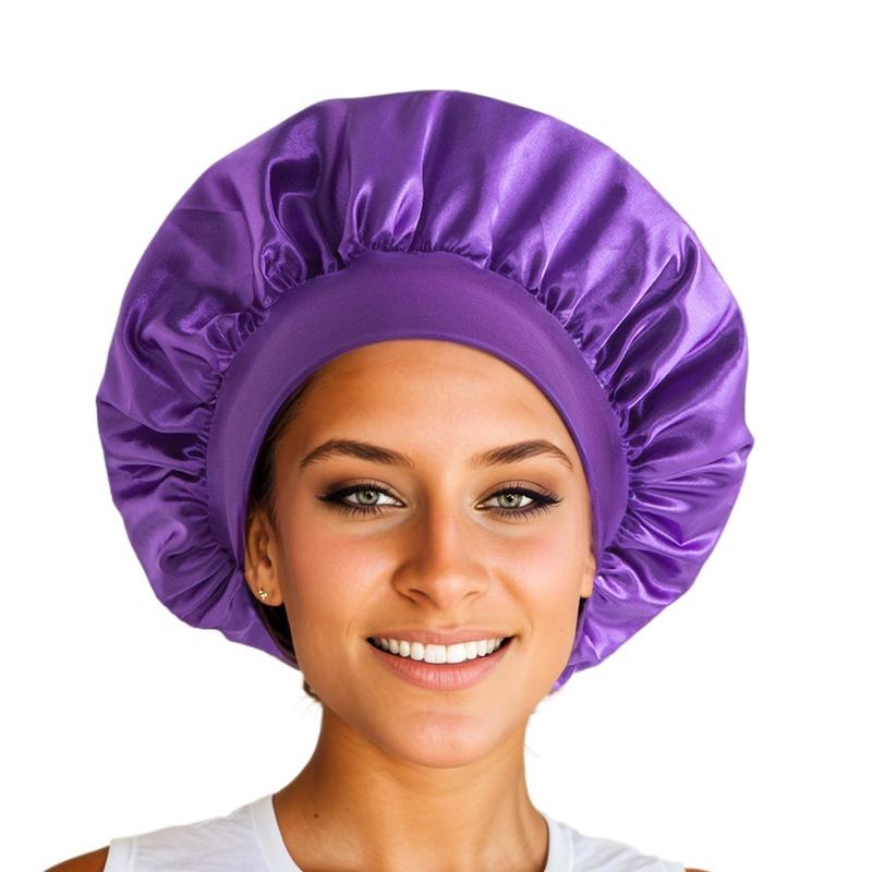 New Satin Sleeping Cap for Women Wide Elastic Band Shower Caps for Natural Long Curly Hair Bathroom Accessories