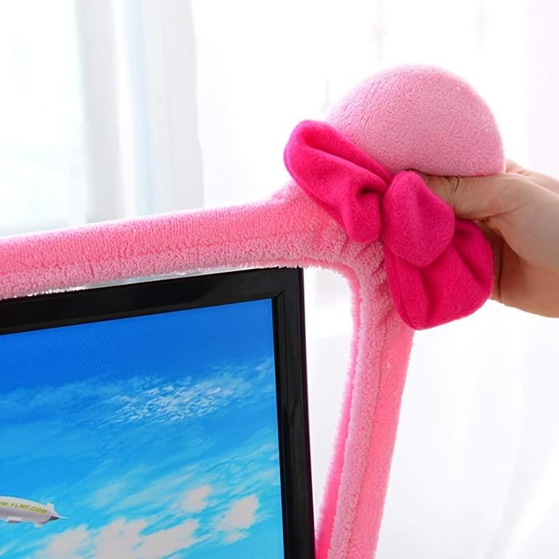 Computer Screen Plush Decorative Cover, Cute Solid Color Computer Screen Cover, Laptop Dust Cover For Home & Office