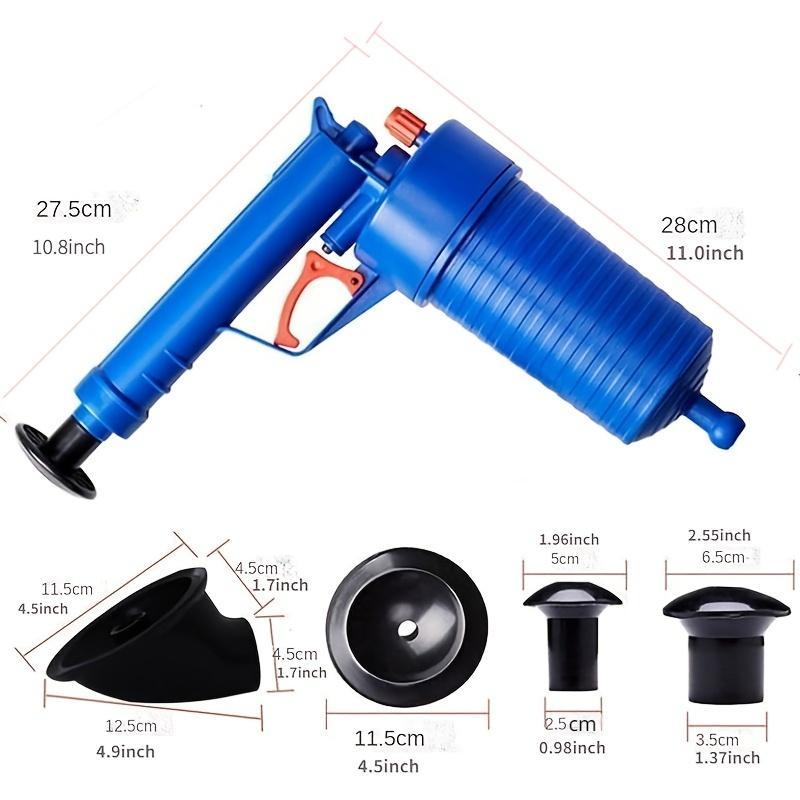 Pressure Drainage Pump with Accessories, Pneumatic Toilet Plunger, Manual Pump Cleaner, Air Pressure Drain Pump Pipe Dredge Tool for Toilet Sink Bathtub