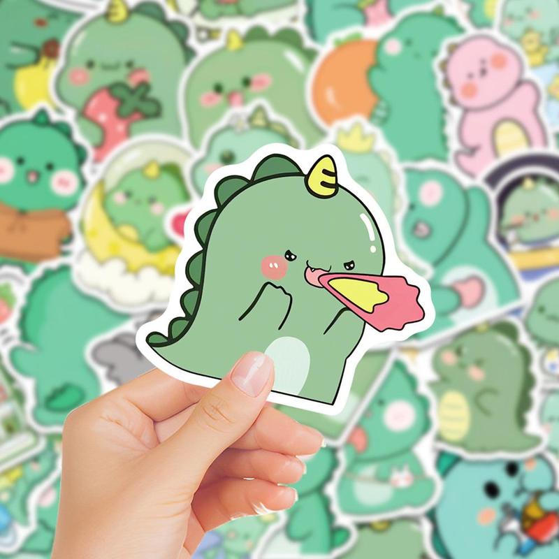 50pcs Cartoon Dinosaur Pattern Graffiti Sticker, Waterproof Self Adhesive Decor Paper, Decor Sticker for Gift Greeting Card Water Bottle Laptop Phone