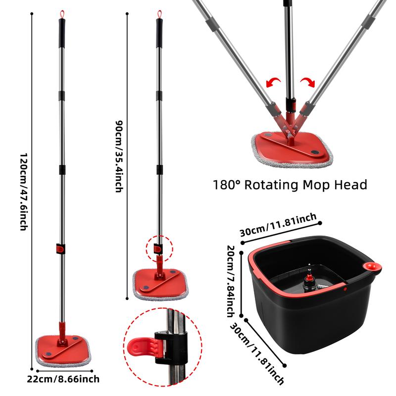 Spin Mop and Bucket Set with Clean and Dirty Water Separation System for Hard Floors and Windows