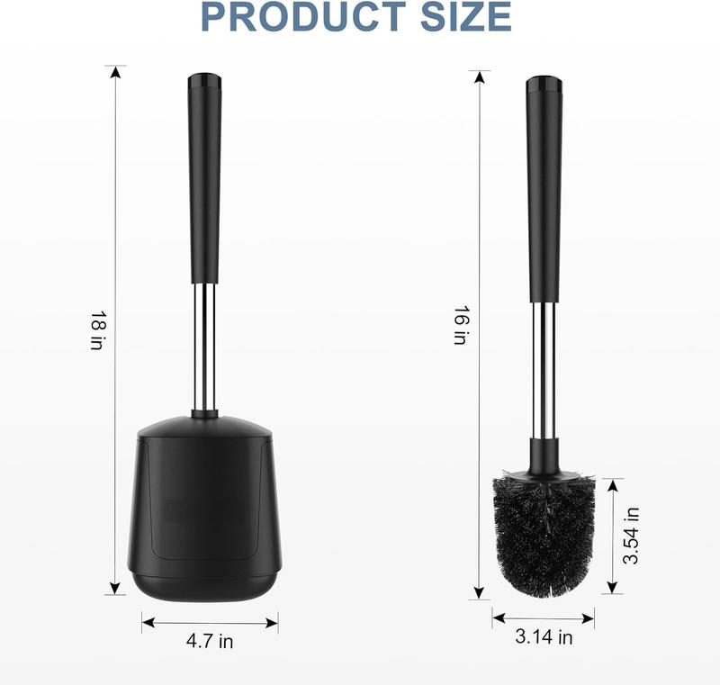 Toilet Brush and Holder, Automatic Toilet Bowl Brushes for Bathroom Ventilated Toilet Brush for Toilet Scrubber Cleaning-Black