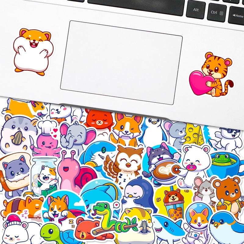 50pcs Cartoon Animal Series Graffiti Stickers for Waterproof Decorative Stickers, Waterproof Sticker Pack for Wall Water Bottle Skateboard Helmet Car Bike Luggage Laptop