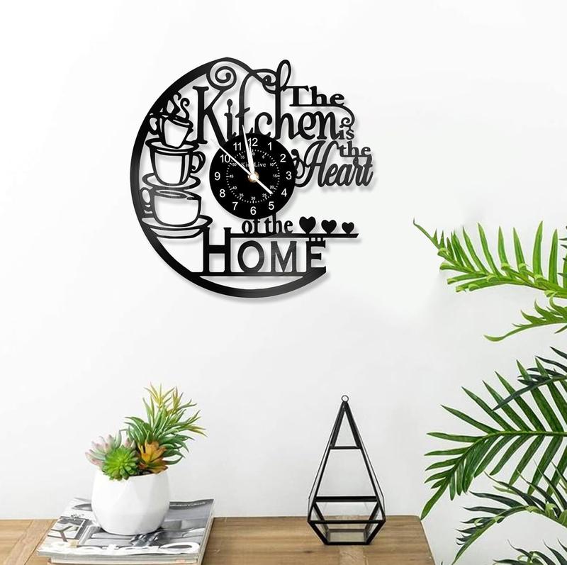 12 inch kitchen vinyl record wall clock, kitchen home theme wall clock, coffee bar office decoration