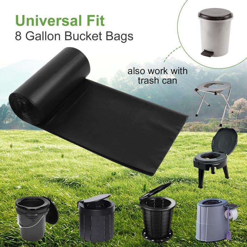 100 Portable Toilet Bags, Drawstring Biodegradable Camping Potty Bags 8 Gallon Waste Bags for 5-8 Gallon Bucket Toilet Adults Outdoor Camping Car