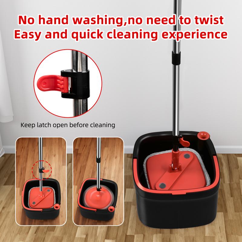 Spin Mop and Bucket Set with Clean and Dirty Water Separation System for Hard Floors and Windows