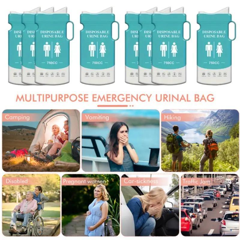 Portable Urine Bag, 10pcs set 750ML Leak-proof Urine Bag, Disposable Urine Bag for Long Distance Driving, Camping, Traffic Jams, Outdoor Activities