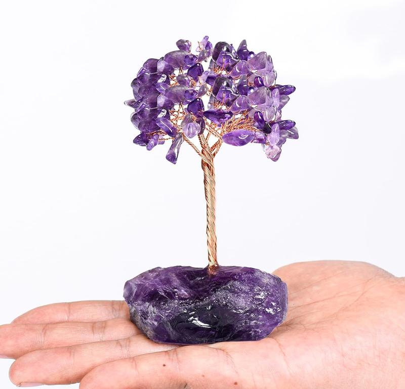 Amethyst Crystal Tree of Life,Money Tree Decorations,Crystals and Healing Stones,Reiki Positive Energy Gemstones Tree,Purple Room Office Desk Feng Shui Tree Decor Meditation Gifts for Women