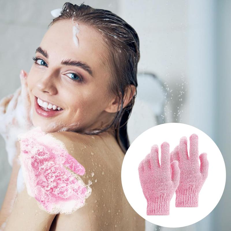 Back Scrubber & Gloves Kit, Nylon Back Exfoliator with Handles, Extended Length Back Washers, Stretchable Pull Strap Exfoliating Washcloth