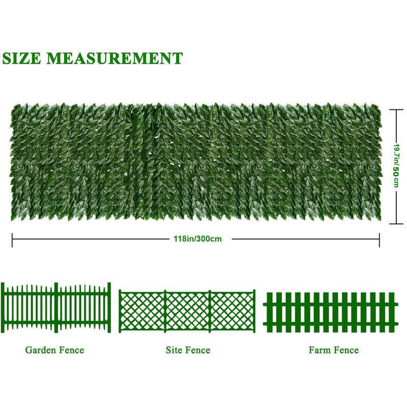 1pc 19.7x118in 50x300cm UV-Resistant Artificial Ivy Privacy Fence Wall Screen with 100 Pcs Zip Cables, Faux Greenery Backdrop Ivy Vine Leaf Hedges Fence Panels for Patio, Balcony, Garden, Backyard, and Indoor Outdoor Green Wall Decor