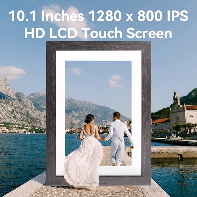 Black Friday | Thanksgiving & Christmas Gift 10.1'' WiFi Digital Picture Frame HD IPS Touch Screen, biu Frame App, Easy Setup, Share Photos or Videos Anywhere with Biu Frame APP