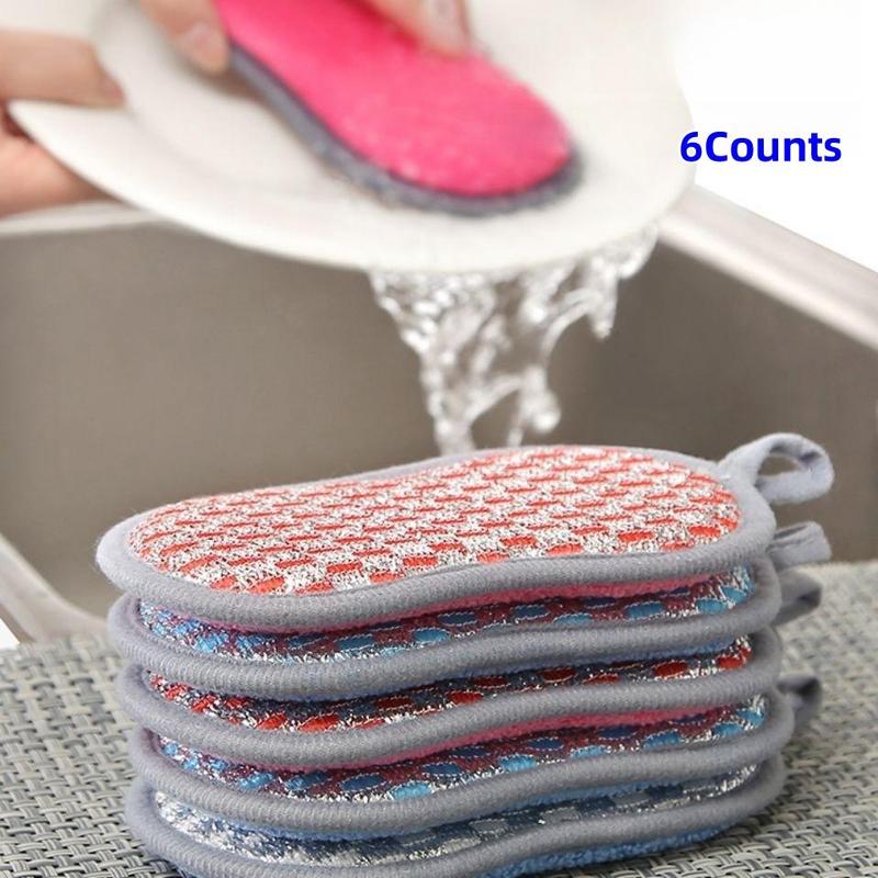 Random Color Kitchen Dishcloth, 6 Counts Non-scratch Microfiber Sponge, Multi-purpose Scrub Sponges for Kitchen Bathroom Dining Room Dormitory Office