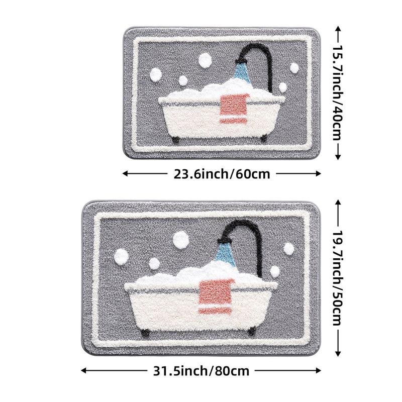 Bathtub Pattern Bathroom Mat, 1 Count Non-slip Soft Bath Mat, Absorbent Thickened Bath Mat, Comfortable Bath Mat for Bathroom & Toilet, Home Decor