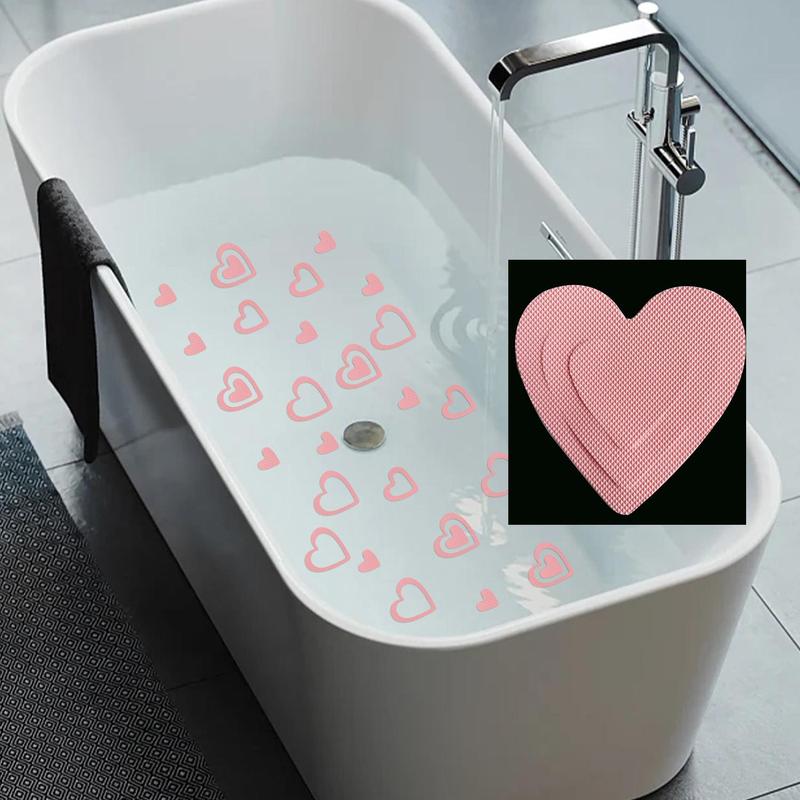 Heart Shape Bathroom Sticker, 30pcs pack Waterproof & Anti-slip Shower Step Sticker, Bathroom Strong Adhesive Tape Decal for Bathtubs, Floor