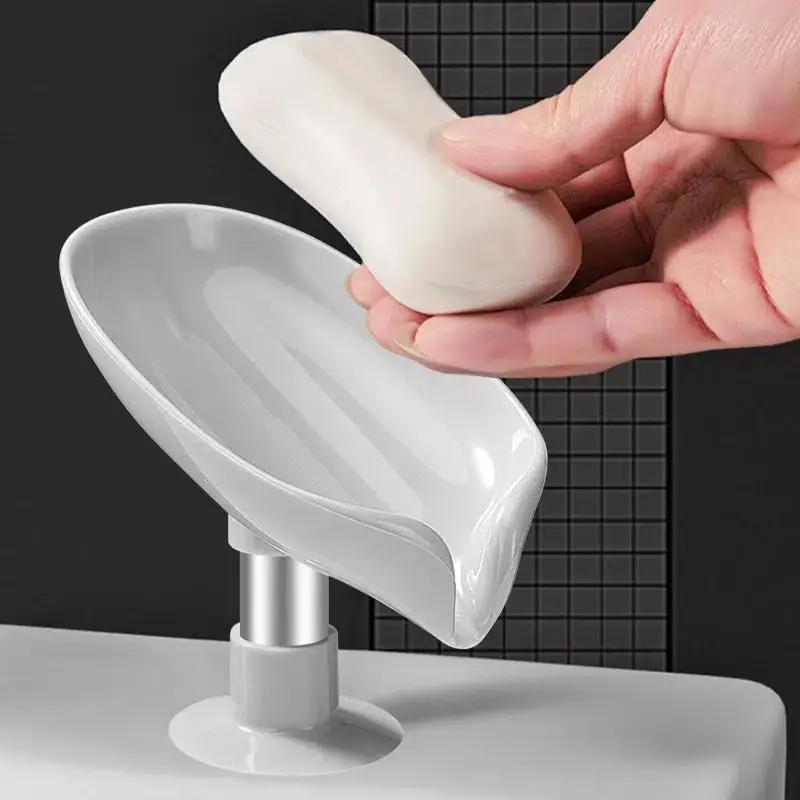 Leaf Shaped Soap Dish, 1 Count Drain Soap Bar Holder for Bathroom & Kitchen, Soap Dish for Shower