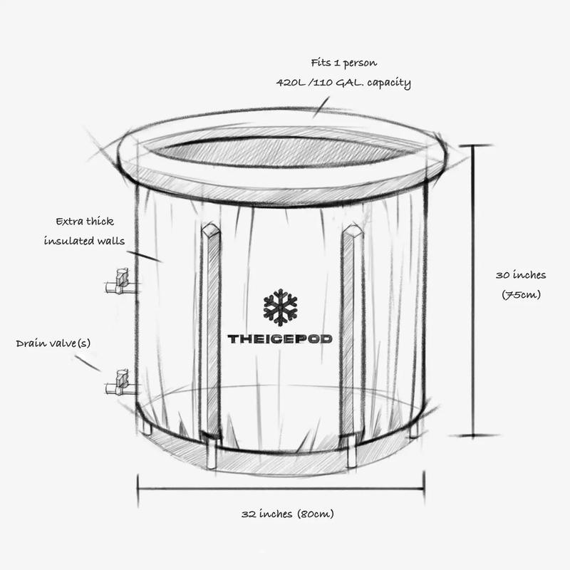 The IcePod, Portable & Affordable Cold Bath Recovery Tub - Improve Muscle Soreness, Poor Sleep, Low Mood