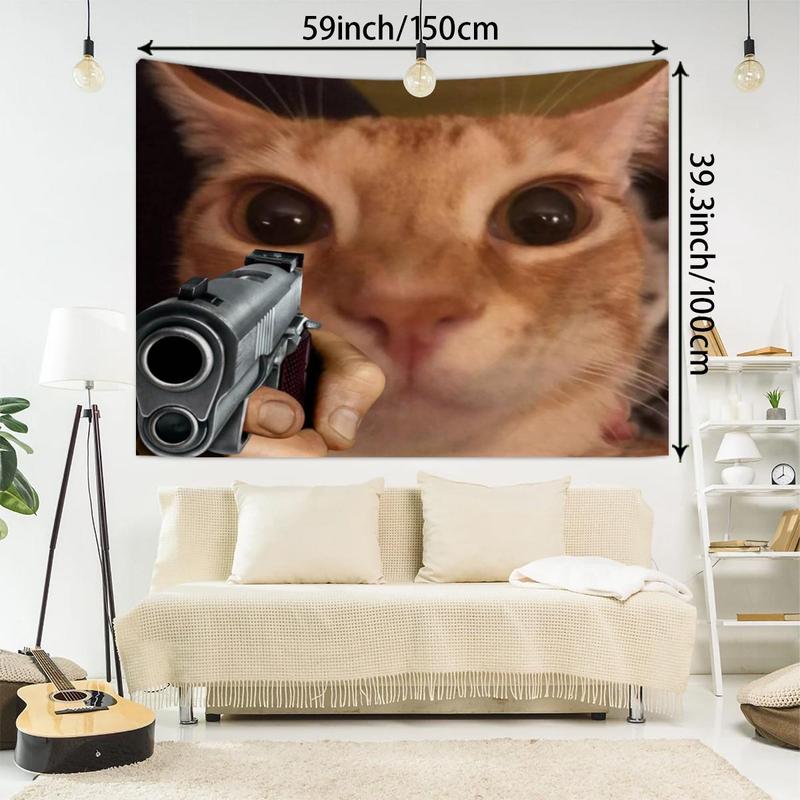 Funny Cat Pattern Tapestry, Creative Wall Hanging for Dormitory Decoration, Wall Hanging Decor for Home Living Room Bedroom