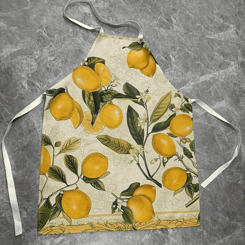 Chicken Lemon Pattern Apron, 1 Count Colorful Sleeveless Kitchen Apron, Easy Cleaning Apron for Home Cooking, Kitchen Wear, and Cooking Enthusiasts