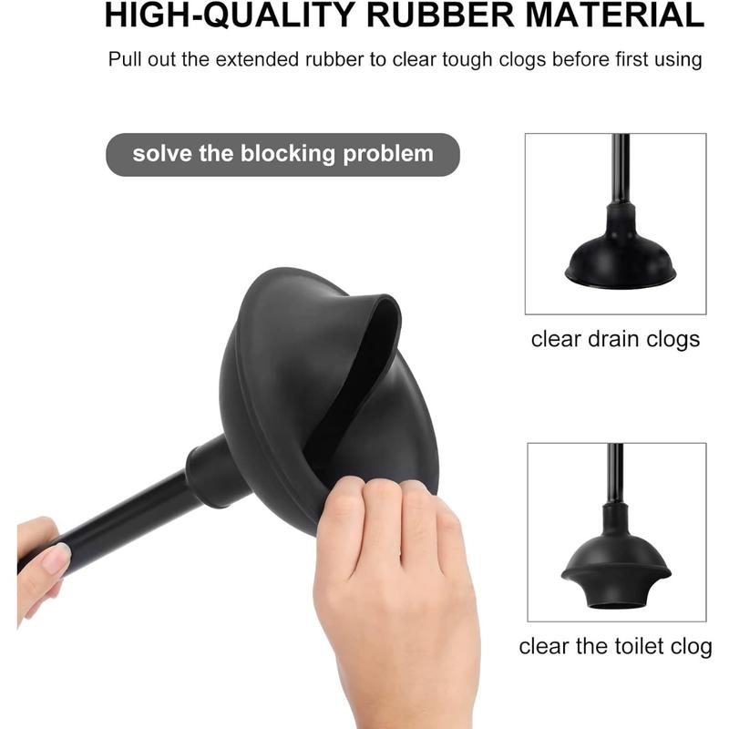 Toilet Brush and Plunger Set, Toilet Plungers for Bathroom Heavy Duty Toilet Bowl Brush and Holder Hidden Toilet Plunger and Brush Set for Deeply Cleaning - Black