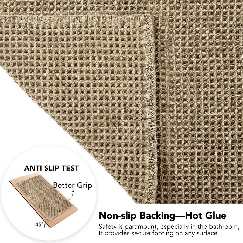 Deconovo Upgraded Waffle Rugs - Super Absorbent, Non-Slip, Machine Washable Bath Mats for Bathroom, Hallway, Kitchen, Bedroom, and Entryway