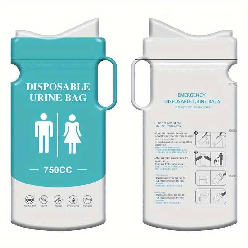 Portable Urine Bag, 10pcs set 750ML Leak-proof Urine Bag, Disposable Urine Bag for Long Distance Driving, Camping, Traffic Jams, Outdoor Activities