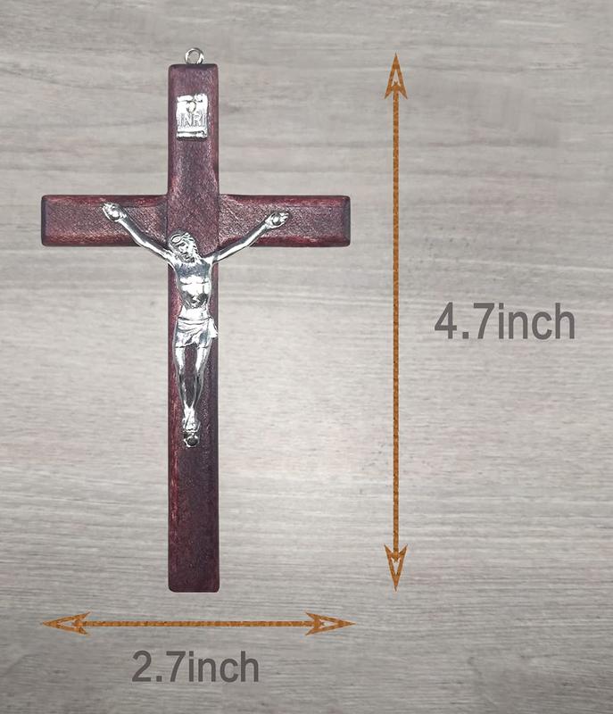 Catholic Crucifix Wall Cross 3 Pack, Small Wooden Cross with Jesus for Home Decor, 4.7 inches